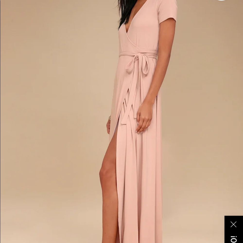 Lulus Evolve Pale Pink Wrap Maxi Dress